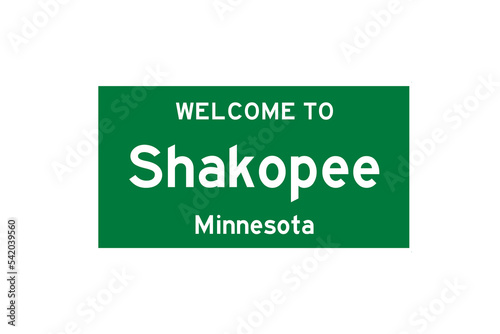 Shakopee, Minnesota, USA. City limit sign on transparent background.  photo