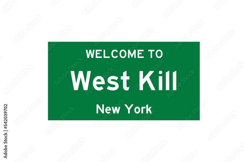West Kill, New York, USA. City limit sign on transparent background. West Kill, New York, USA. City limit sign on transparent background.