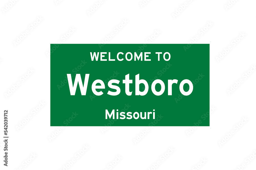 Westboro, Missouri, USA. City limit sign on transparent background. Westboro, Missouri, USA. City limit sign on transparent background.