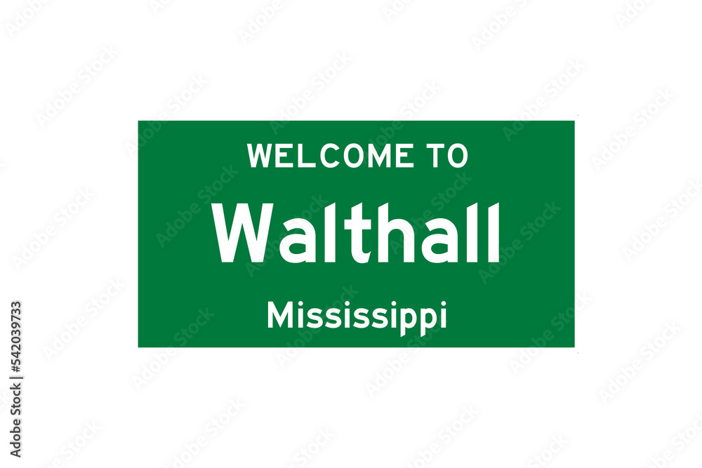 Walthall, Mississippi, USA. City limit sign on transparent background. Walthall, Mississippi, USA. City limit sign on transparent background.