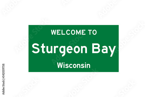 Sturgeon Bay, Wisconsin, USA. City limit sign on transparent background.  photo