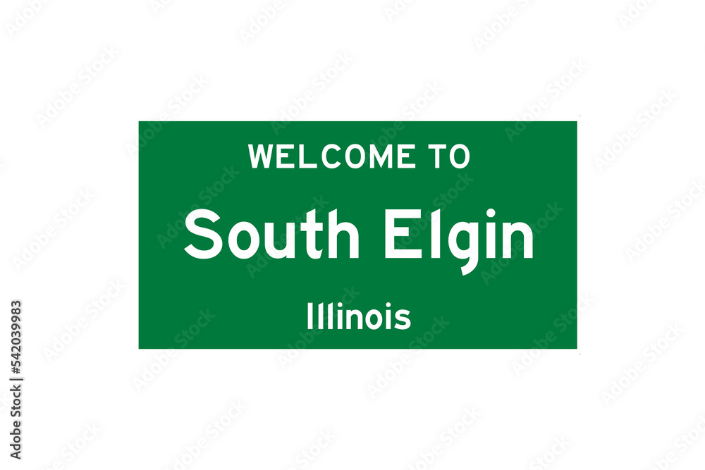 South Elgin, Illinois, USA. City limit sign on transparent background. South Elgin, Illinois, USA. City limit sign on transparent background.