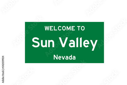 Sun Valley, Nevada, USA. City limit sign on transparent background. 