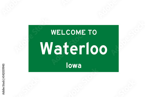 Waterloo, Iowa, USA. City limit sign on transparent background. 