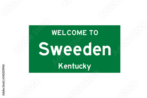 Sweeden, Kentucky, USA. City limit sign on transparent background.  photo
