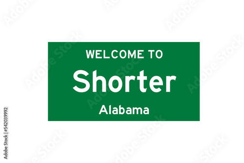 Shorter, Alabama, USA. City limit sign on transparent background.  photo