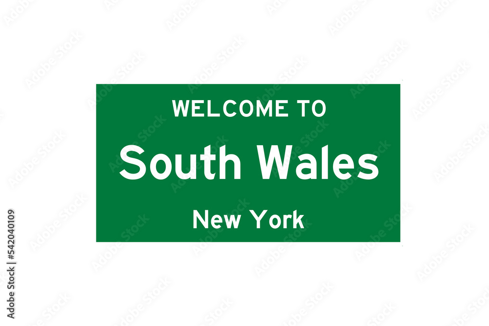 South Wales, New York, USA. City limit sign on transparent background. South Wales, New York, USA. City limit sign on transparent background.
