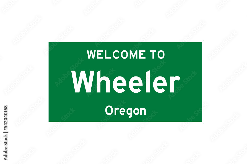 Wheeler, Oregon, USA. City limit sign on transparent background. Wheeler, Oregon, USA. City limit sign on transparent background.