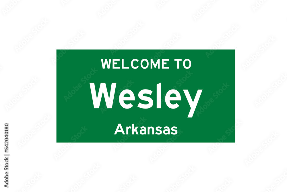 Wesley, Arkansas, USA. City limit sign on transparent background. Wesley, Arkansas, USA. City limit sign on transparent background.