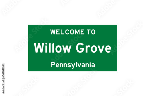 Willow Grove, Pennsylvania, USA. City limit sign on transparent background.  photo