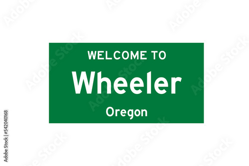 Wheeler, Oregon, USA. City limit sign on transparent background. 