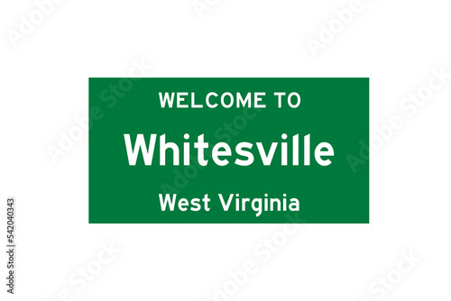 Whitesville, West Virginia, USA. City limit sign on transparent background.  photo