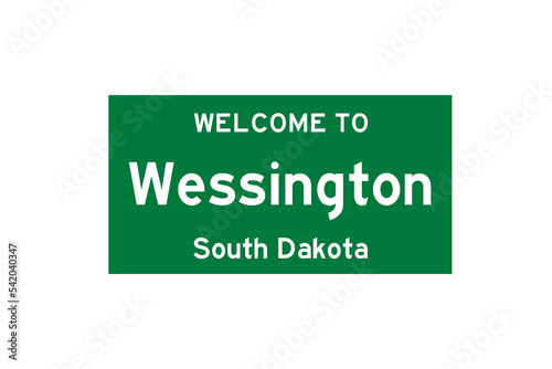 Wessington, South Dakota, USA. City limit sign on transparent background.  photo