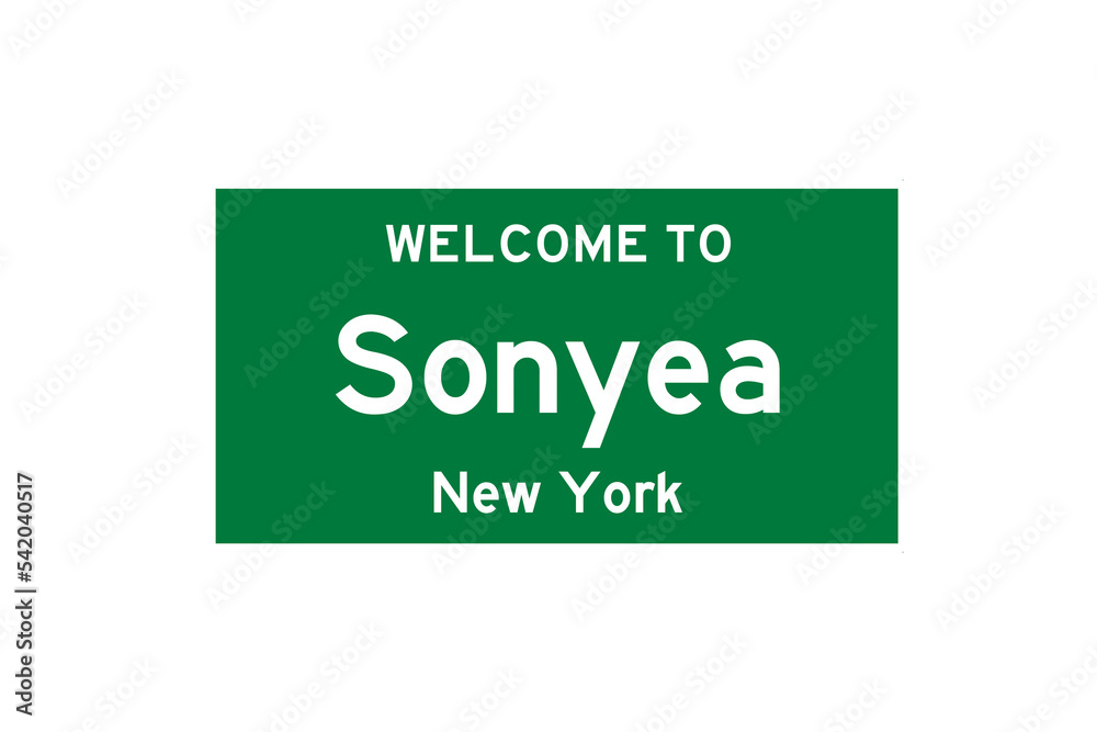 Sonyea, New York, USA. City limit sign on transparent background. Sonyea, New York, USA. City limit sign on transparent background.