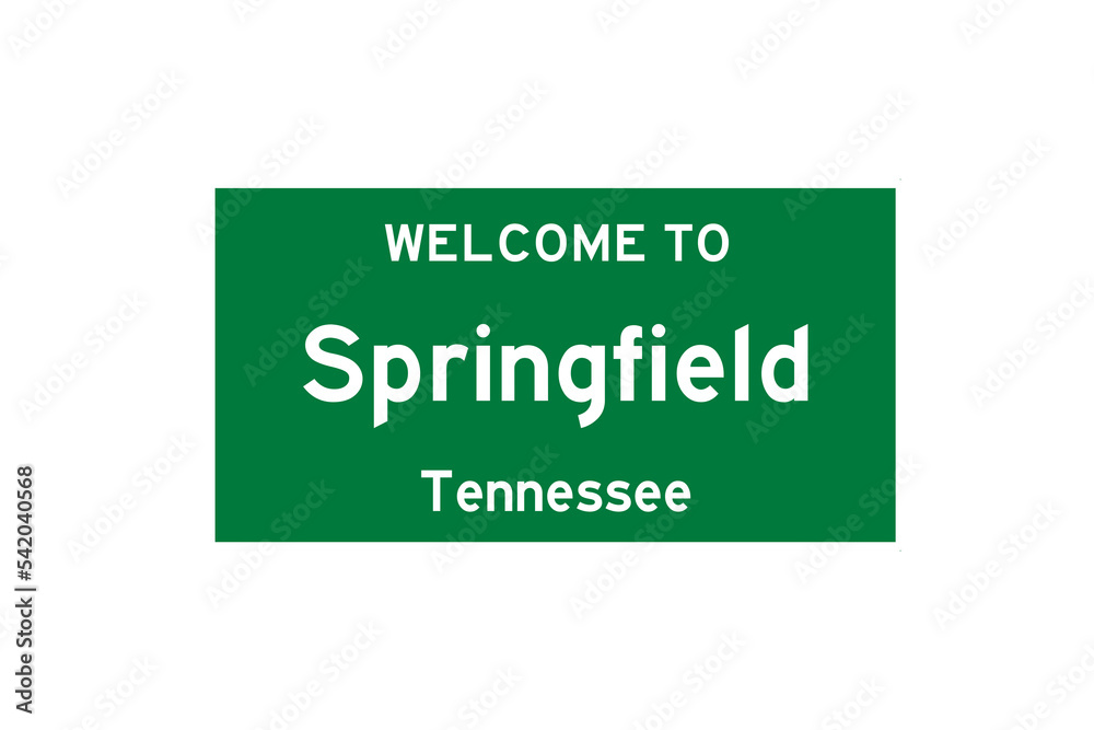 Springfield, Tennessee, USA. City limit sign on transparent background. 