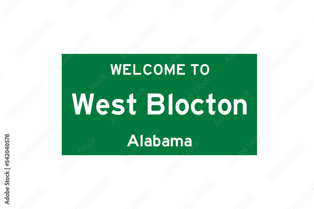 West Blocton, Alabama, USA. City limit sign on transparent background. West Blocton, Alabama, USA. City limit sign on transparent background.