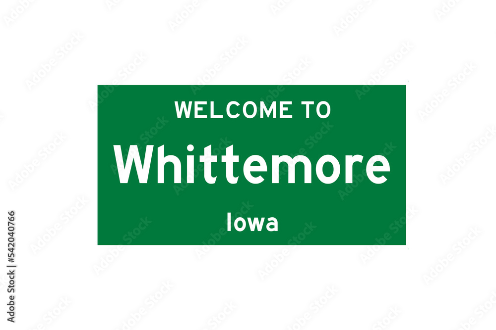 Whittemore, Iowa, USA. City limit sign on transparent background. Whittemore, Iowa, USA. City limit sign on transparent background.
