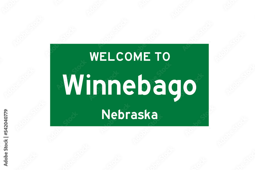 Winnebago, Nebraska, USA. City limit sign on transparent background. Winnebago, Nebraska, USA. City limit sign on transparent background.