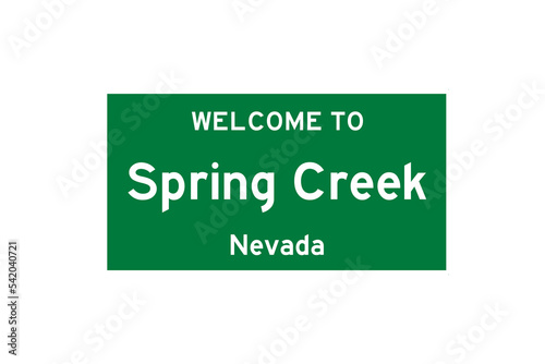 Spring Creek, Nevada, USA. City limit sign on transparent background. 