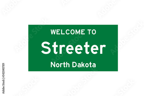 Streeter, North Dakota, USA. City limit sign on transparent background.  photo