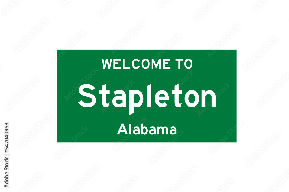 Stapleton, Alabama, USA. City limit sign on transparent background. Stapleton, Alabama, USA. City limit sign on transparent background.