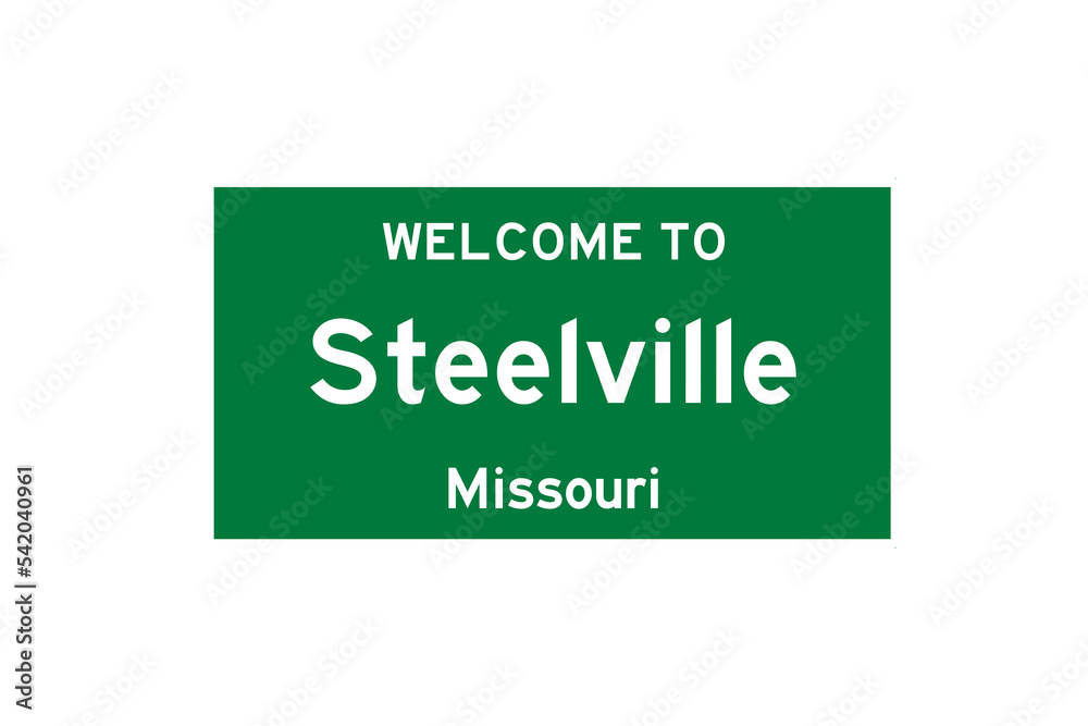 Steelville, Missouri, USA. City limit sign on transparent background. Steelville, Missouri, USA. City limit sign on transparent background.