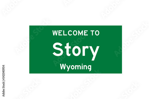 Story, Wyoming, USA. City limit sign on transparent background.  photo