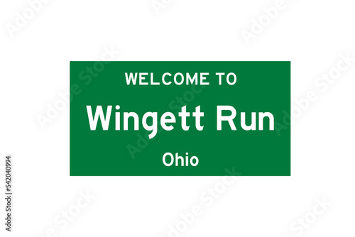 Wingett Run, Ohio, USA. City limit sign on transparent background.  photo