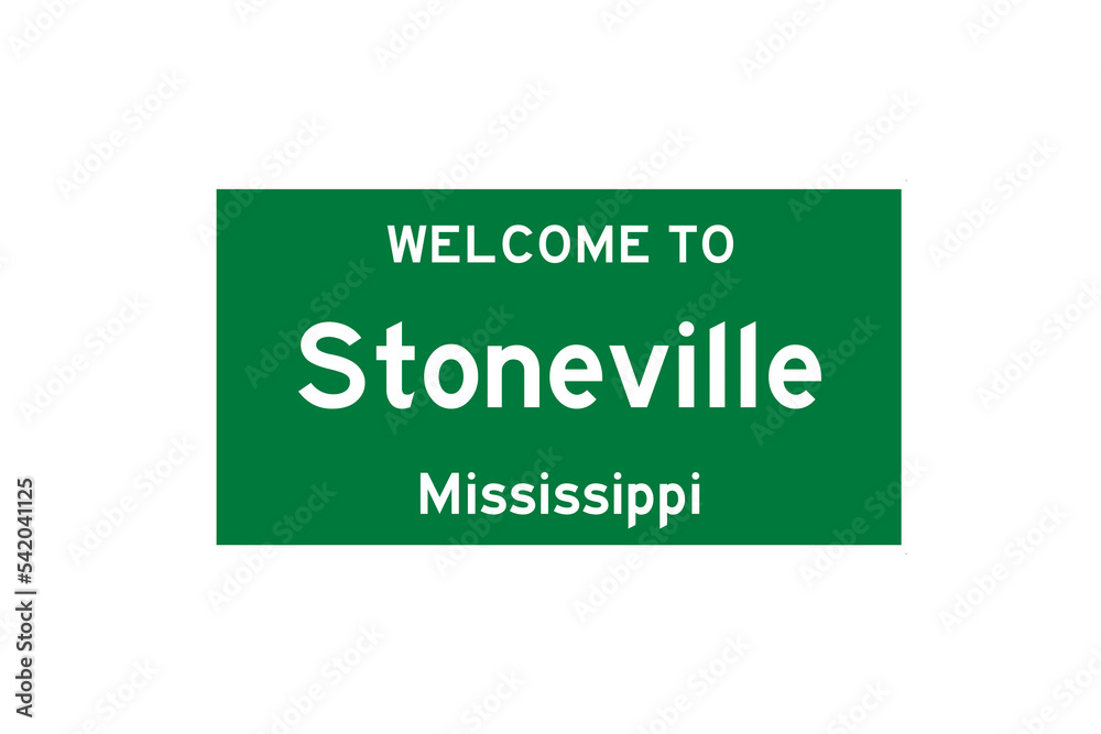 Stoneville, Mississippi, USA. City limit sign on transparent background. 