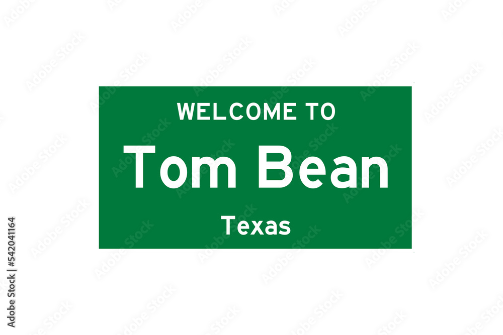 Tom Bean, Texas, USA. City limit sign on transparent background. Tom Bean, Texas, USA. City limit sign on transparent background.