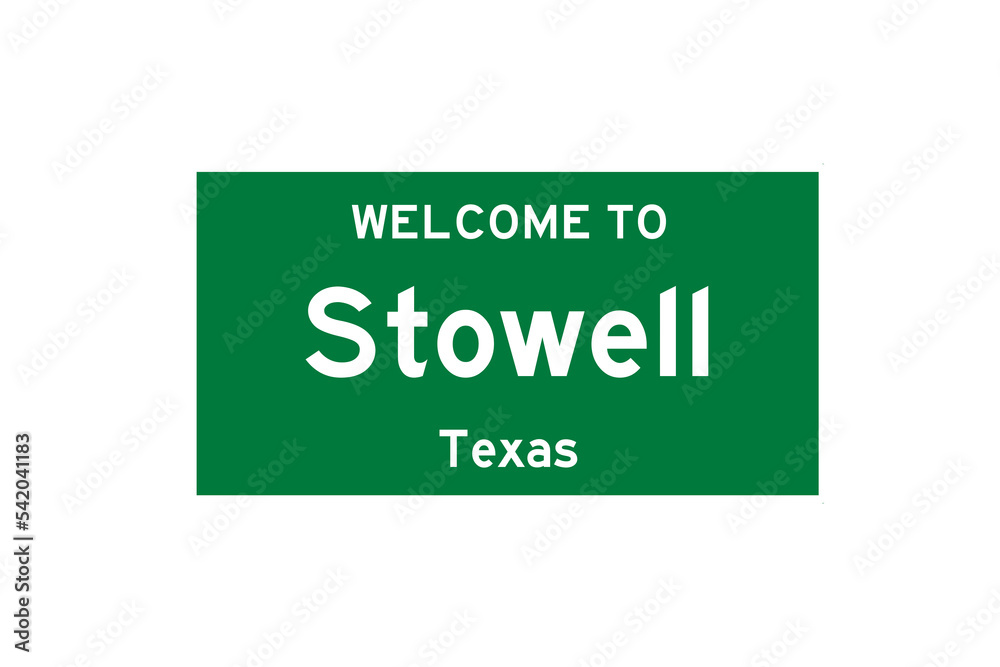 Stowell, Texas, USA. City limit sign on transparent background. Stowell, Texas, USA. City limit sign on transparent background.