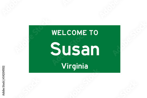 Susan, Virginia, USA. City limit sign on transparent background.  photo