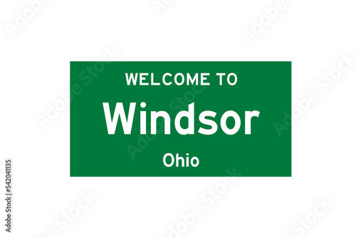 Windsor, Ohio, USA. City limit sign on transparent background. 