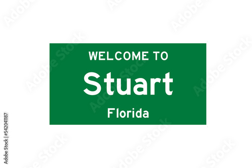 Stuart, Florida, USA. City limit sign on transparent background.  photo