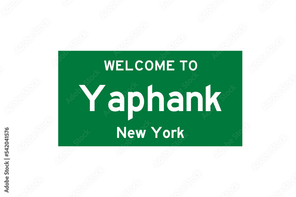 Yaphank, New York, USA. City limit sign on transparent background. 
