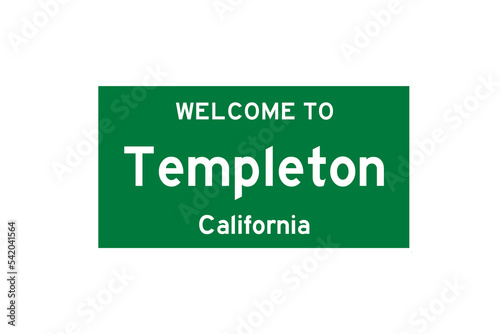 Templeton, California, USA. City limit sign on transparent background.  photo