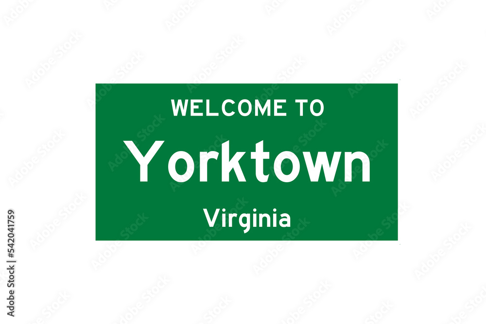 Yorktown, Virginia, USA. City limit sign on transparent background. Yorktown, Virginia, USA. City limit sign on transparent background.
