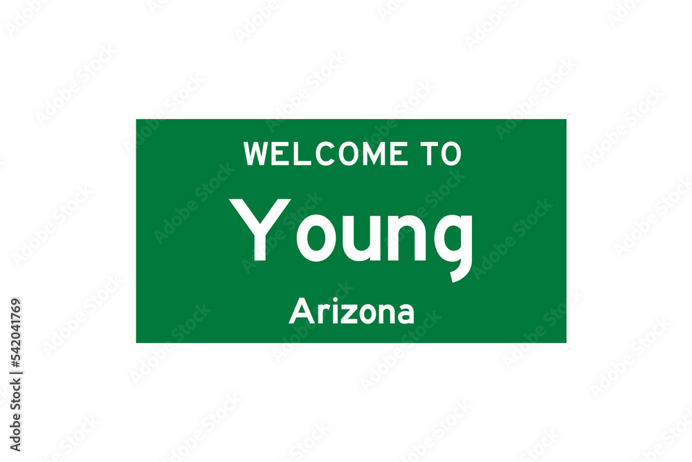 Young, Arizona, USA. City limit sign on transparent background. Young, Arizona, USA. City limit sign on transparent background.