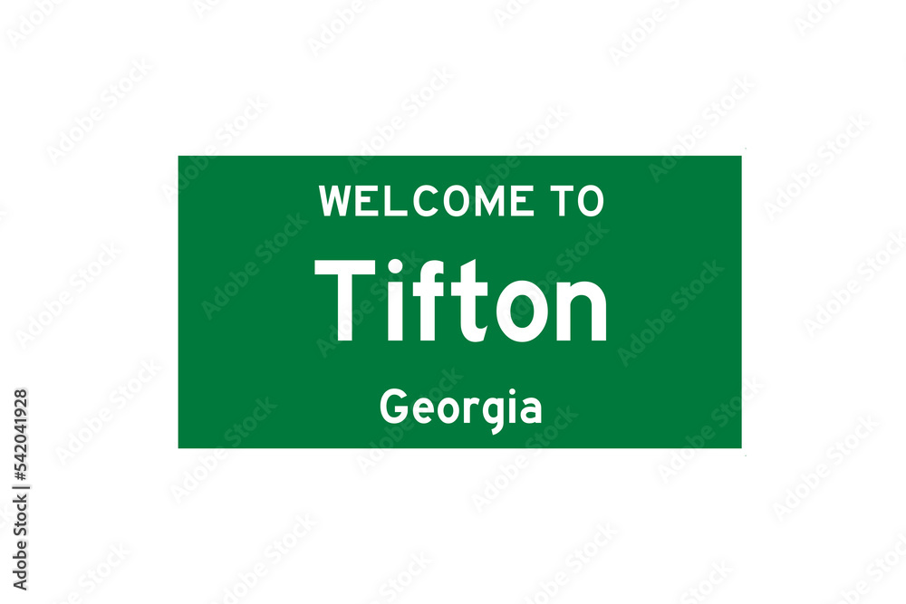 Tifton, Georgia, USA. City limit sign on transparent background. Tifton, Georgia, USA. City limit sign on transparent background.