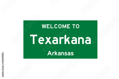 Texarkana, Arkansas, USA. City limit sign on transparent background.  photo