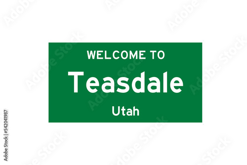 Teasdale, Utah, USA. City limit sign on transparent background.  photo