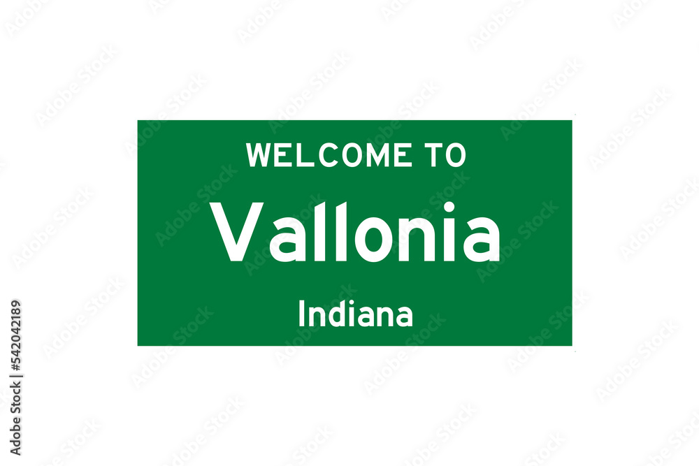 Vallonia, Indiana, USA. City limit sign on transparent background. Vallonia, Indiana, USA. City limit sign on transparent background.