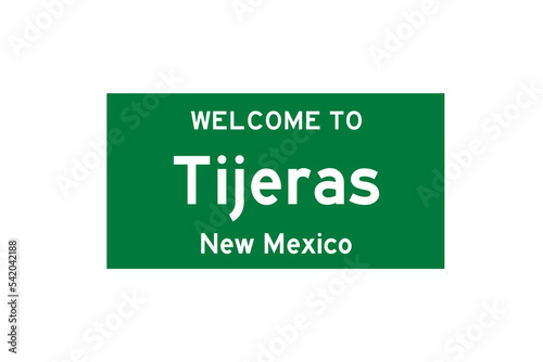Tijeras, New Mexico, USA. City limit sign on transparent background.  photo