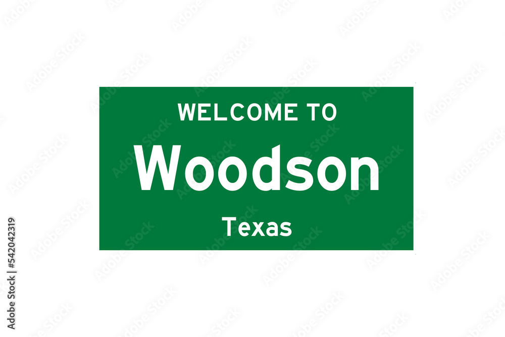 Woodson, Texas, USA. City limit sign on transparent background. Woodson, Texas, USA. City limit sign on transparent background.