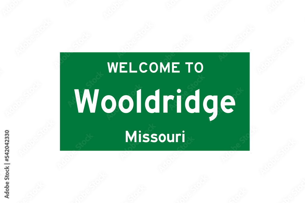 Wooldridge, Missouri, USA. City limit sign on transparent background. Wooldridge, Missouri, USA. City limit sign on transparent background.