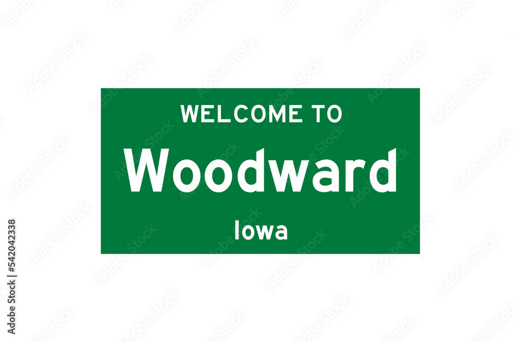 Woodward, Iowa, USA. City limit sign on transparent background. Woodward, Iowa, USA. City limit sign on transparent background.