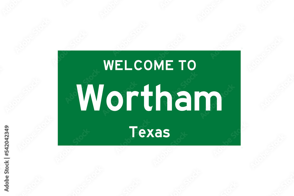 Wortham, Texas, USA. City limit sign on transparent background. Wortham, Texas, USA. City limit sign on transparent background.