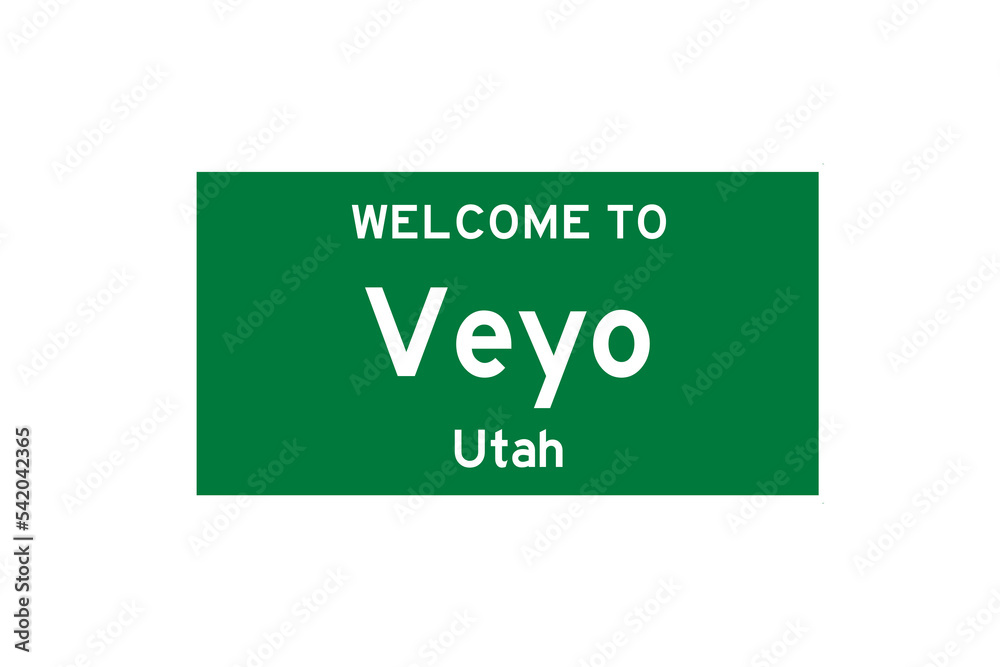 Veyo, Utah, USA. City limit sign on transparent background. 