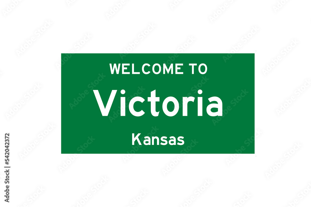 Victoria, Kansas, USA. City limit sign on transparent background. Victoria, Kansas, USA. City limit sign on transparent background.