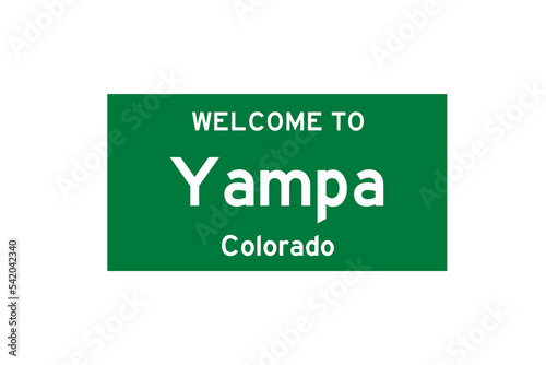 Yampa, Colorado, USA. City limit sign on transparent background.  photo